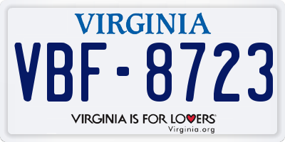 VA license plate VBF8723