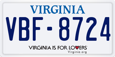 VA license plate VBF8724