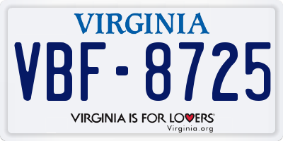 VA license plate VBF8725