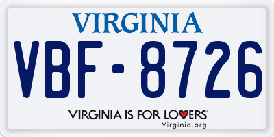 VA license plate VBF8726