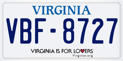 VA license plate VBF8727