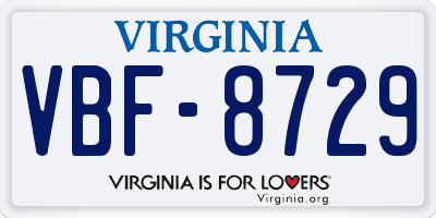 VA license plate VBF8729