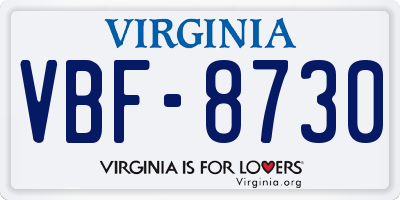 VA license plate VBF8730