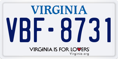 VA license plate VBF8731