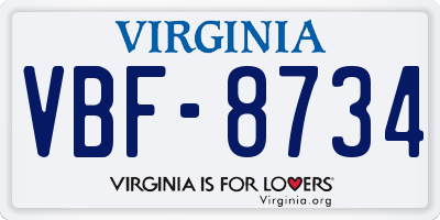 VA license plate VBF8734