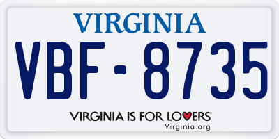 VA license plate VBF8735