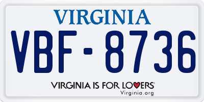 VA license plate VBF8736