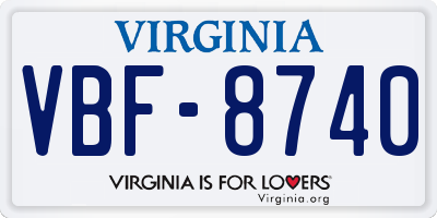 VA license plate VBF8740