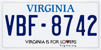 VA license plate VBF8742