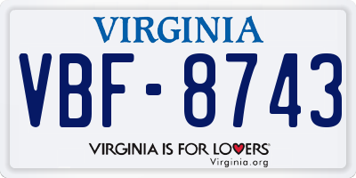 VA license plate VBF8743