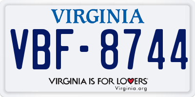 VA license plate VBF8744