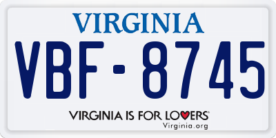 VA license plate VBF8745