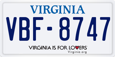 VA license plate VBF8747
