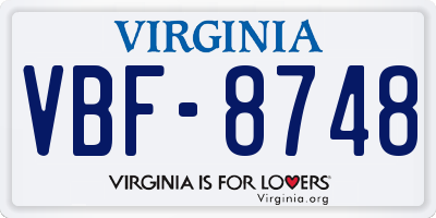 VA license plate VBF8748