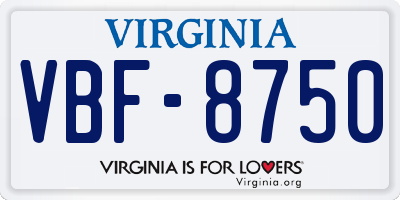 VA license plate VBF8750
