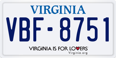VA license plate VBF8751