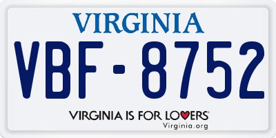 VA license plate VBF8752