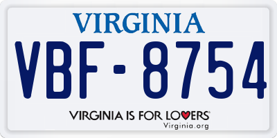 VA license plate VBF8754