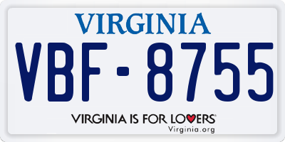 VA license plate VBF8755