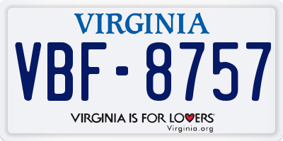 VA license plate VBF8757
