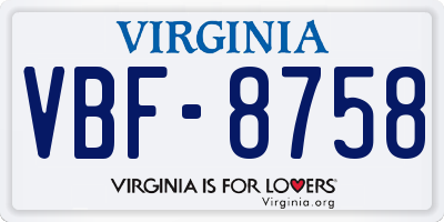 VA license plate VBF8758