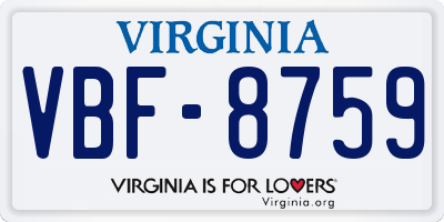 VA license plate VBF8759
