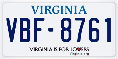 VA license plate VBF8761
