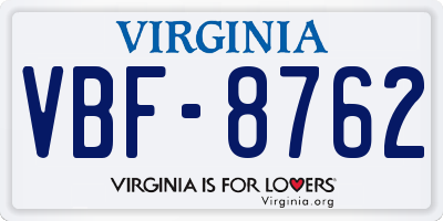 VA license plate VBF8762