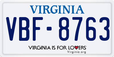 VA license plate VBF8763