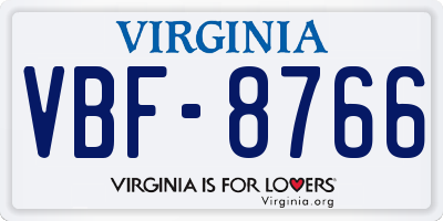 VA license plate VBF8766