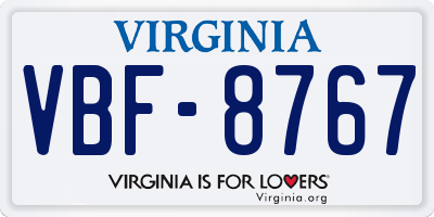 VA license plate VBF8767