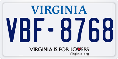 VA license plate VBF8768