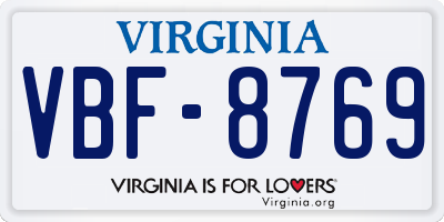 VA license plate VBF8769