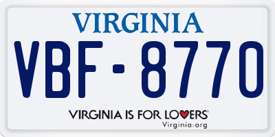 VA license plate VBF8770