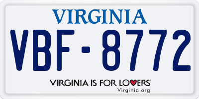 VA license plate VBF8772
