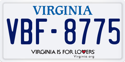 VA license plate VBF8775