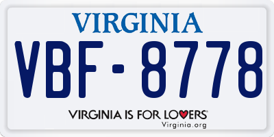 VA license plate VBF8778