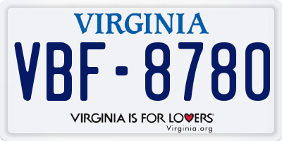 VA license plate VBF8780