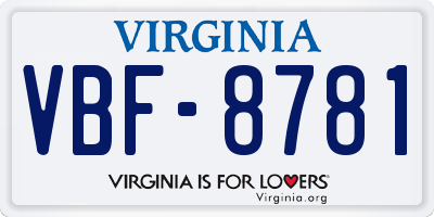 VA license plate VBF8781