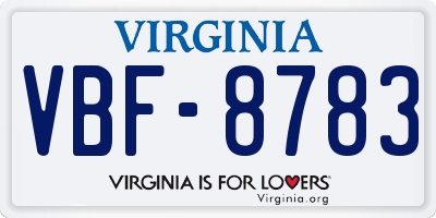 VA license plate VBF8783