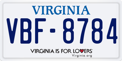 VA license plate VBF8784