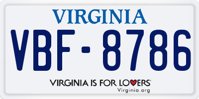 VA license plate VBF8786