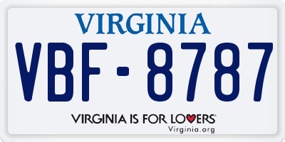 VA license plate VBF8787