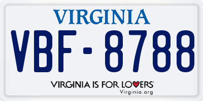 VA license plate VBF8788
