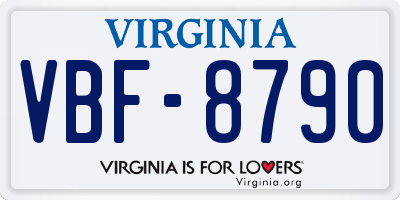 VA license plate VBF8790