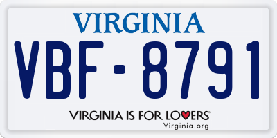 VA license plate VBF8791