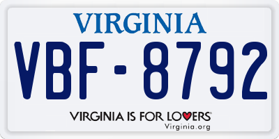 VA license plate VBF8792