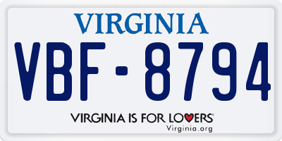 VA license plate VBF8794
