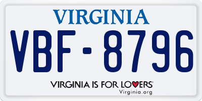 VA license plate VBF8796