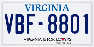 VA license plate VBF8801